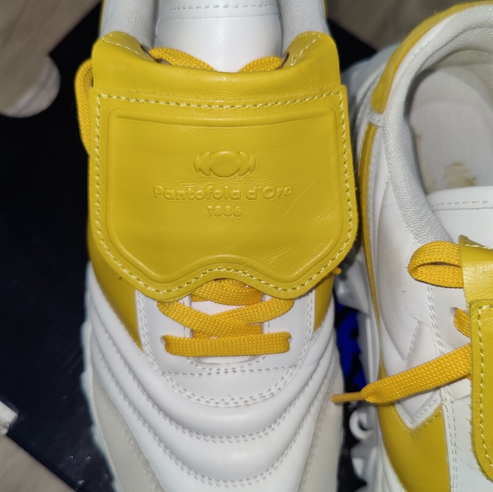 Pantofola D'oro leather womans white and yellow sneakers made in italy size 7.5 - Picture 7 of 7